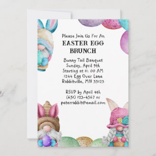 Convites Gnomos de Coelho Coloridos & Ovos Brunch de Páscoa