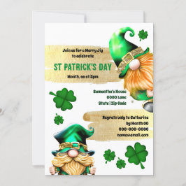 Convites Gnomos de leprechaun bonitos dourados chic moderno