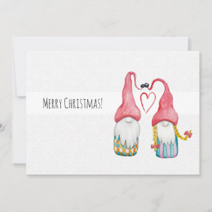 Convites Gnomos de Natal Apaixonados Aquarela Pintada à Mão