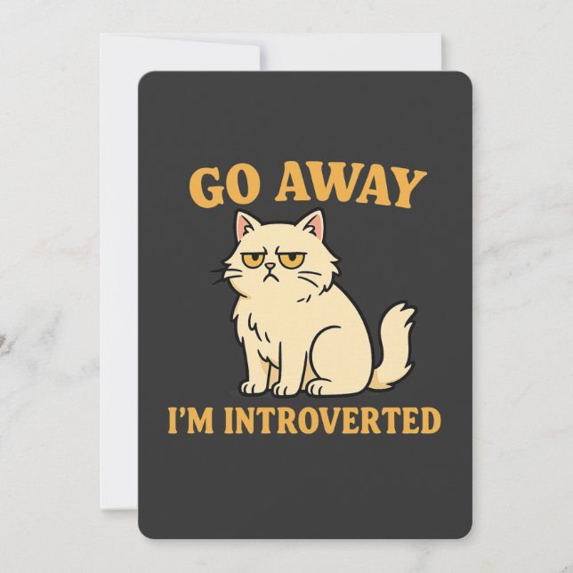 Convites Go Away I'm Introverted – Funny Cat Shirt (Frente)