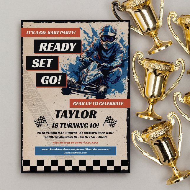 Convites Go Kart Festa de aniversário (Criador carregado)