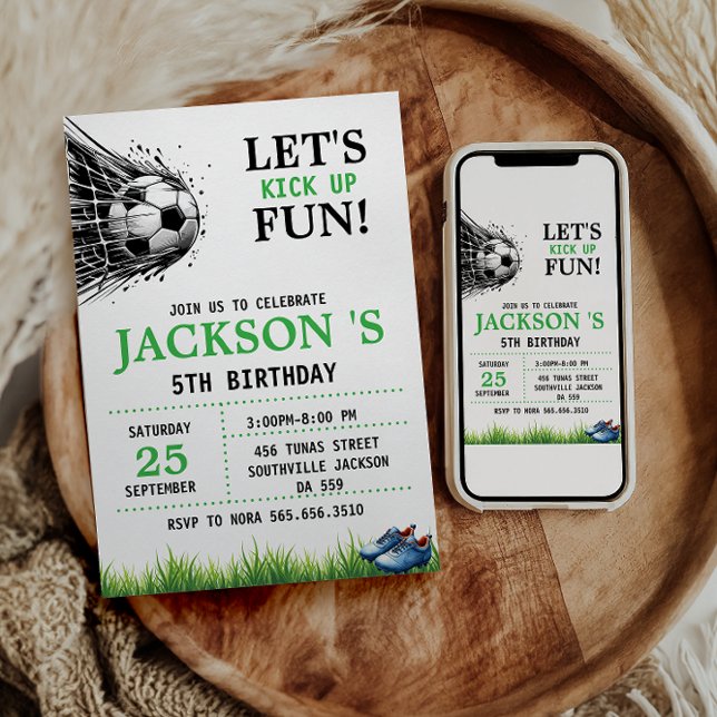 Convites Goal! Festa de aniversário de 5 de futebol (Criador carregado)