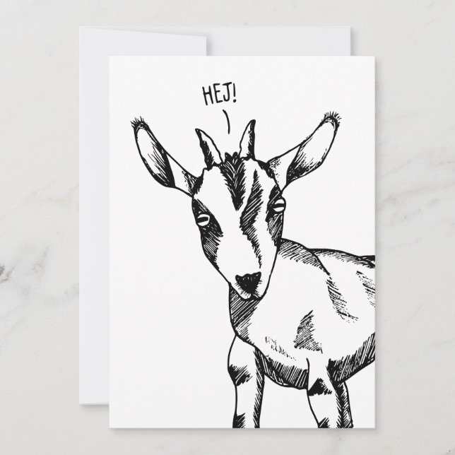 Convites Goat Sketch dizendo "Hej!" (Frente)