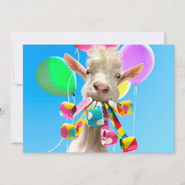 Convites Goat with Party Blowers (Frente)