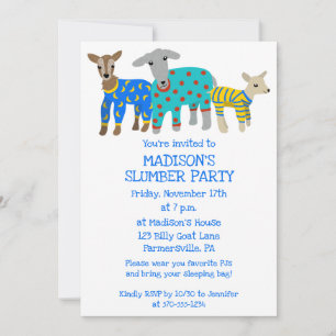 Convites Goats in Pajamas Kids SlumbParty