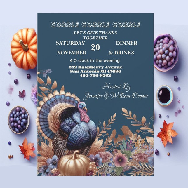 Convites Gobble Gobble Gobble Seu Tempo De Ação De Graças N (Gobble Gobble Gobble Its Turkey Time Thanksgiving Invitation)