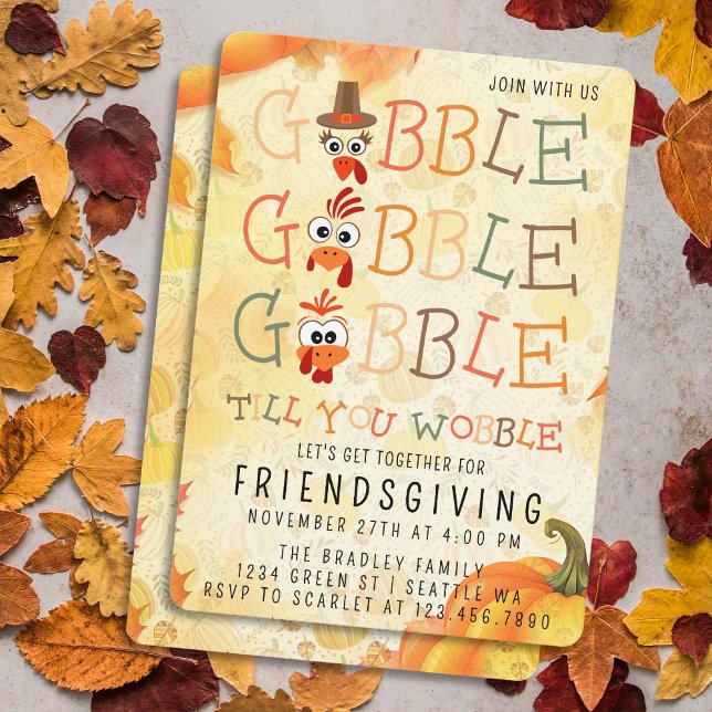 Convites Gobble Gobble Till You Wobble Funny Thanksgiving (Criador carregado)