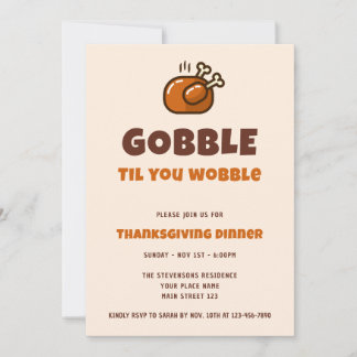 Convites Gobble Til You Wobble Engraçado Janta de Ação de G