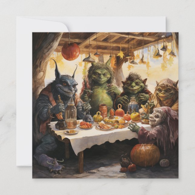 Convites 👻 "Goblins & Grub Gathering"! 🍽️ 👻 Halloween (Frente)