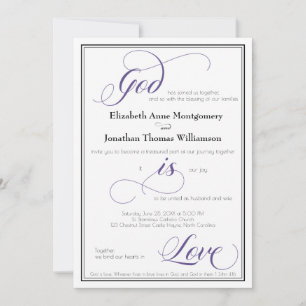 Convites God is Love Graceful Purple Wedding Invitation