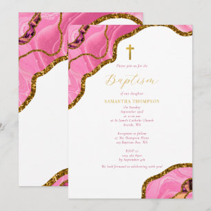 Convites Gode-Rosa Agate Cruzado Dourado Natal