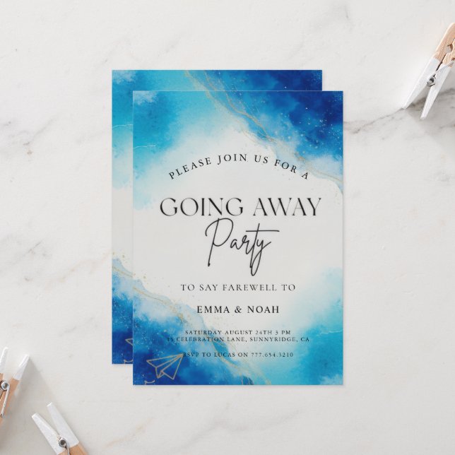 Convites Going Away Party Invitation Printable Template (Frente/Verso In Situ)