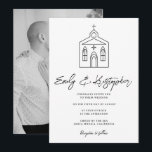 Convites Going to the Chapel Wedding Photo<br><div class="desc">Charming “going to the chapel” design with a hand-drawn wedding chapel in black and white. Ideal for romantic,  minimalist bridal suites,  wedding stationery,  and coquette-inspired celebrations.</div>