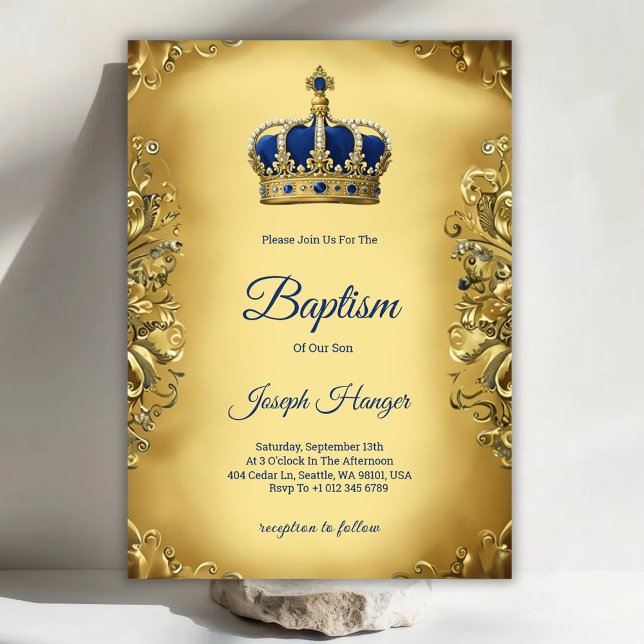 Convites Gold baptism invitation with an ornate invitation  (Criador carregado)