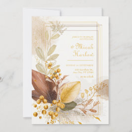 Convites Gold Berry Sienna Leaf Botanical Wedding