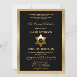 Convites Gold Black Formal Traditional Jewish Wedding Invit