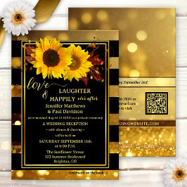 Convites Gold Black Sunflower Happily Ever After Wedding