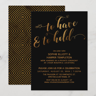 Convites Gold Black Ter Evento Pós-Casamento "Ter e Reter"
