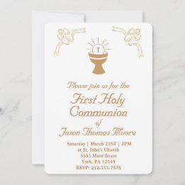 Convites Gold Chalice First Holy Communion Invitation