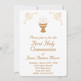 Convites Gold Chalice First Holy Communion Invitation