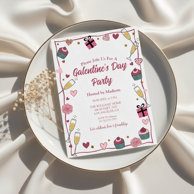 Convites Gold Champagne Galentine's Invitation (Galentines Day Invitation)
