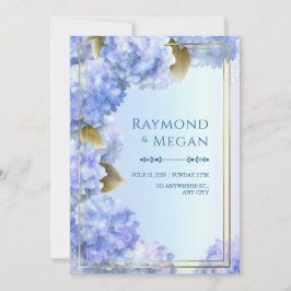 Convites Gold Edged Blue Hydrangea Gilded Leaf Frame