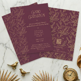 Convites Gold Filigree Art Deco | Fairy Wren Graduation