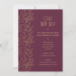 Convites Gold Filigree Art Deco | Fairy Wren Housewarming