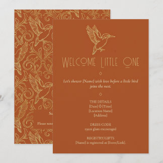 Convites Gold Filigree Art Deco | Kingfisher Baby Shower