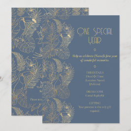 Convites Gold Filigree Art Deco | Toucan 1st Birthday