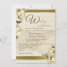 Gold Floral Flat Card