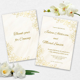 Convites Gold Flowery Wedding invitation