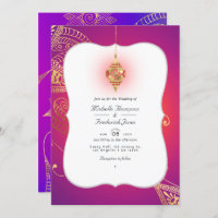 Gold Foil Arabian Bollywood Código QR RSVP Casamen