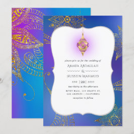 Convites Gold Foil Arabian Bollywood Wedding