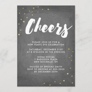 Convites Gold Foil Confetti anima Festa de Véspera de Ano 