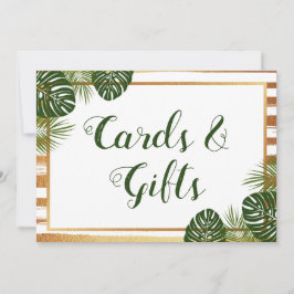 Convites Gold Foil & Green Palm Leaf Beach Sign