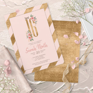 Convites Gold Foil Stripes Blush ID756
