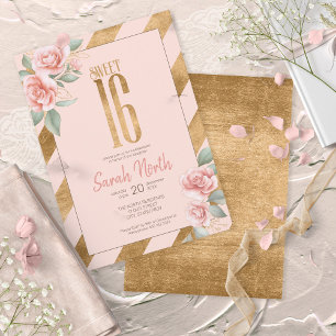 Convites Gold Foil Stripes Blush ID757