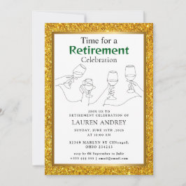 Convites Gold Frame Retirement Celebration Invitation