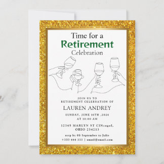 Convites Gold Frame Retirement Celebration Invitation