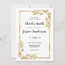Convites Gold Frame Wedding Invitation