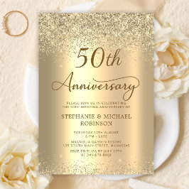 Convites Gold Glitter Metallic 50th Wedding Anniversary