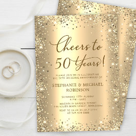 Convites Gold Glitter Metallic 50th Wedding Anniversary