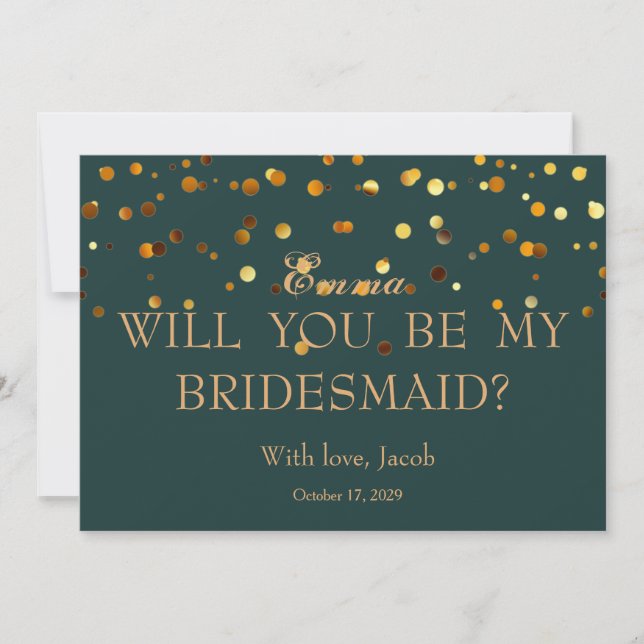 Convites Gold Glitter Will You Be My Bridesmaid Invitation (Frente)
