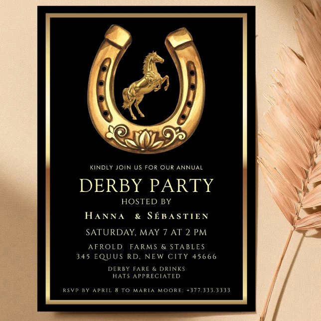 Convites gold Horse Derby Party Equestrian  (Criador carregado)