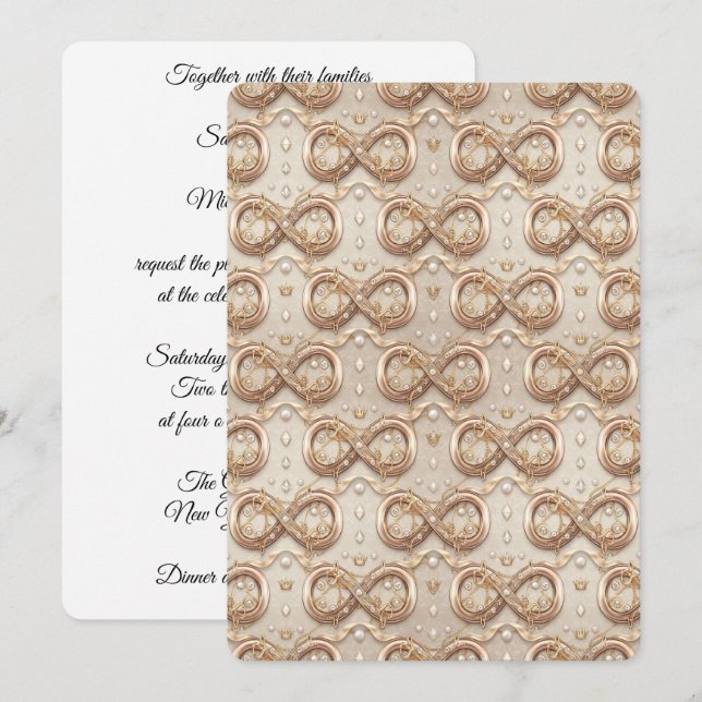 Convites Gold Infinity Wedding Invitation (Frente/Verso)