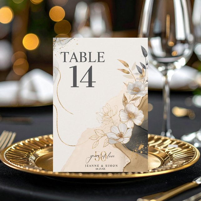 Convites Gold Line Floral 50th Anniversary Table Num ID1169 (Criador carregado)