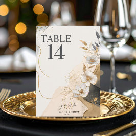 Convites Gold Line Floral 60th Anniversary Table Num ID1169