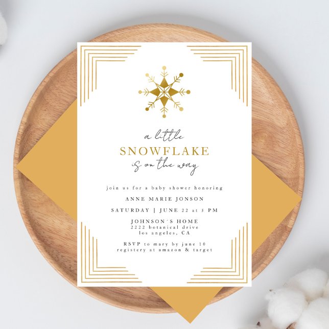 Convites Gold Little Snowflake Minimal Elegant Baby Shower (Criador carregado)