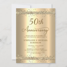 Gold Metallic Glitter 50th Wedding Anniversary